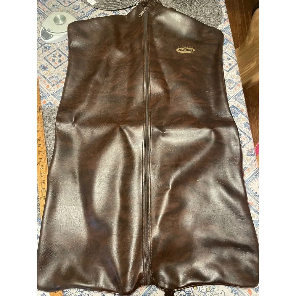 Vintage MoorMan's Brown Faux Leather Garment Bag Suit Cover Travel Luggage 35x22